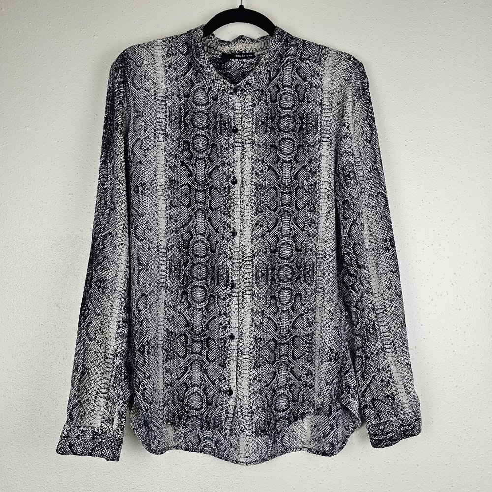 The Kooples 100% silk snake print button up blouse long sleeve shirt
